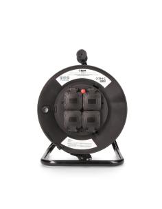 Enrollacables profesional con protector termico 3 x2,5mm 25mts 4 tomas con tapa 3000 w 250v edm 8425998201352 20135 EDM