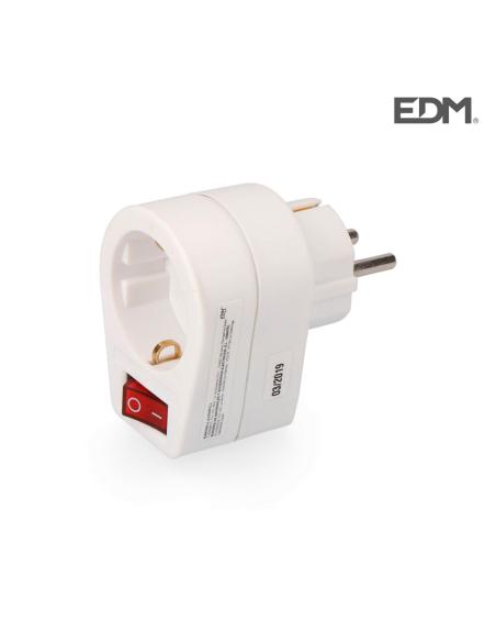 Clavija adaptadora con interruptor envasada edm 8434259000757 E40048 EDM