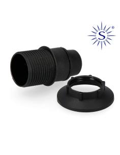 Portalamparas e-14 semi-roscado + arandela retractilado negro 8425998440119 R44011 EDM