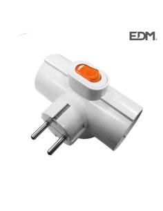 Clavija triple 3 tomas con interruptor t/tl 16a 250v 8425998400670 R40067 EDM