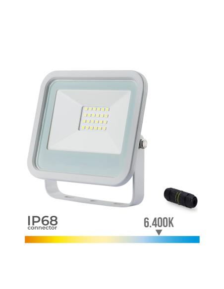 Foco proyector led 20w 1400lm 6400k luz fria 12,4x10,6x2,8cm blanco edm 8425998703733 70373 EDM