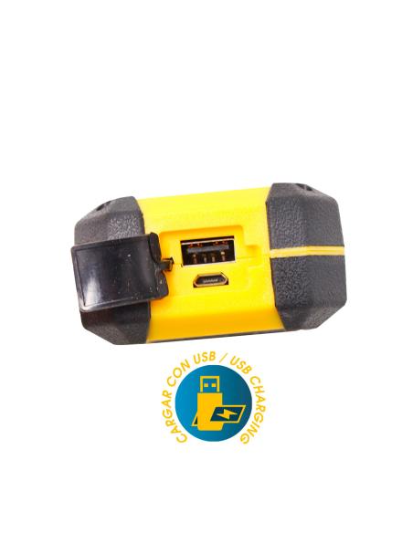 S.of.  linterna led cob 8w 500lm recargable con usb. con gancho + iman + soporte. funcion power bank. incluye cable de carga. ed