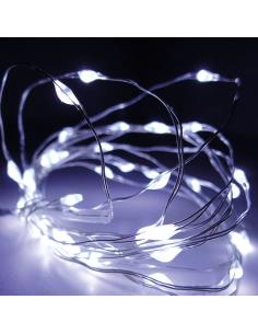 Guirnalda a pilas  fija 40 leds cable alambre plateado luz blanco frio 2,20m 8718158684325 71333 EDM