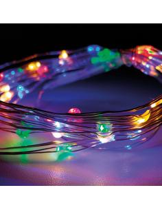 Guirnalda a pilas  fija 40 leds cable alambre plateado luz multicolor 2,20m 8718158684387 71334 EDM