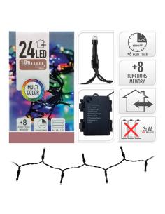 Guirnalda a pilas multifuncion 24 leds cable verde luz multicolor 2,30m 8719202261875 71332 EDM 2
