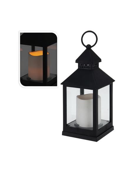 Farol con vela de led negro 10.5x10.5x23cm 8719987176821 71653 EDM