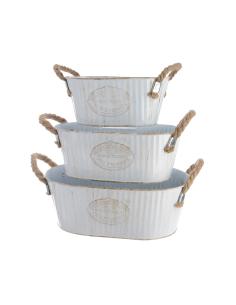 Cubo zinc ovalado con asa de cuerda set de 3unid 8719152885596 83087 DECORIS
