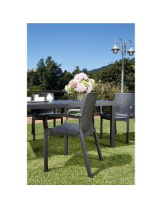 Butaca apilable imitacion rattan. color: antracita 61x54x82cm modelo: regina progarden 8009271016309 75309 IPAE PRO GARDEN 2