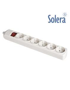 Base bipolar 6 tomas con t/t lateral 16a 250v color blanco interruptor luminoso solera 8423220063877 41219 SOLERA