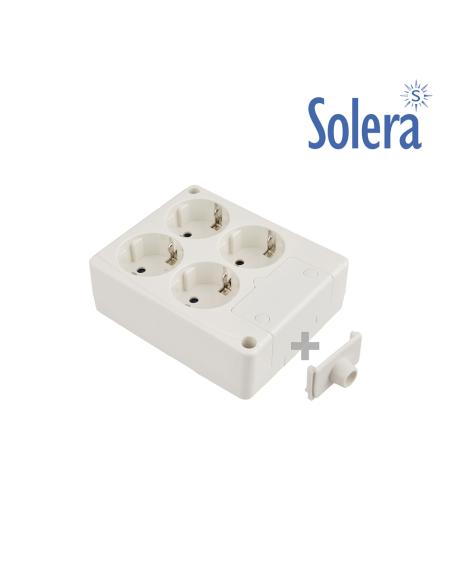 Base bipolar 4 tomas con t/t lateral 16a 250v color blanco solera 8104 8423220055728 41220 SOLERA