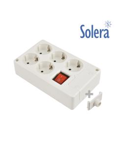 Base bipolar 5 tomas con t/t lateral 16a 250v color blanco interruptor luminoso solera 8105il 8423220075801 41221 SOLERA
