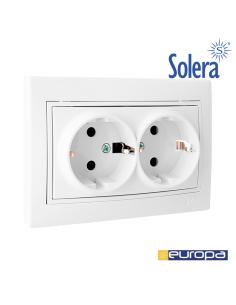Base doble de enchufe 2p+t con obturador 16a 250v solera erp60/2u 8423220076631 65331 SOLERA