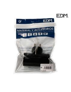 Clavija doble negra blister  con baquelita t/tl 16a 250v edm 8434259007022 E40058 EDM 2