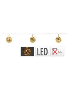 Guirnalda a pilas fija 10 leds con bolas color oro luz blanco calido 1,3m 8718158706591 71315 DECORATIVE LIGHTING