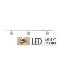 Guirnalda a pilas fija 10 leds con bolas color blanco luz blanco calido 1,3m 8718158706621 71316 DECORATIVE LIGHTING