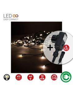 Cortina icicle con programador easy-connect 2x0,5m 12 tiras 40 leds blanco calido  edm 8425998714838 71483 EDM