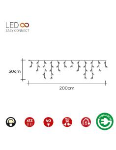 Cortina icicle con programador easy-connect 2x0,5m 12 tiras 40 leds blanco calido  edm 8425998714838 71483 EDM 2