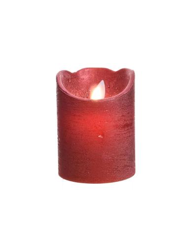 Vela interior de led ø7,5x10cm color rojo.acabado metálico luz blanco cálido 8719152214679 36457 LUMINEO