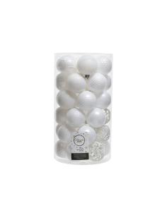 Tubo de 37 bolas blancas decorativas para arbol de navidad ø6cm 8719152496693 72011 DECORIS