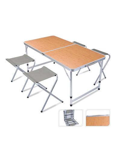 Conjunto de camping. mesa con 4 sillas de aluminio plegables 8719987505300 73790 REDCLIFFS