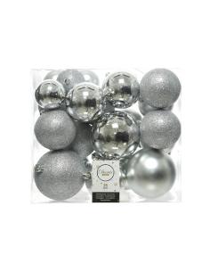Caja de 26 bolas plateadas varios tamaños ø6cm / ø8cm / ø10cm 8718533699395 72207 DECORIS