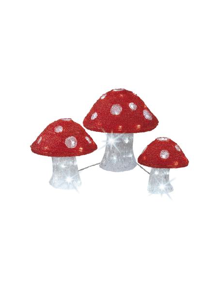 Set de 3 figuras champiñon acrilico exterior 25cm/20cm/18cm 8711277113752 72242 LUMINEO