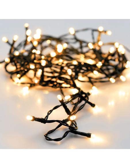 Guirnalda a pilas multifuncion 96 leds cable negro luz blanco calido 7,5m 8719202261851 72085 EDM