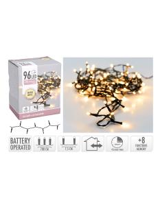 Guirnalda a pilas multifuncion 96 leds cable negro luz blanco calido 7,5m 8719202261851 72085 EDM 2