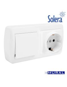 Base doble bipolar con t/t lateral + conmutador de cruce y con obturador 148x72x28mm s. mural solera mur96u 8423220208926 42993 