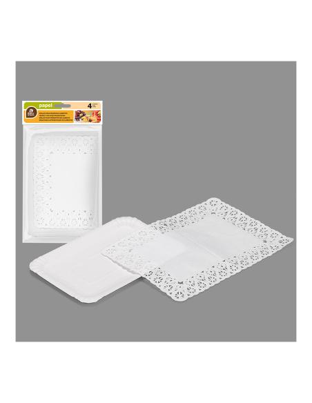 Bolsa con 4 bandejas rectangulares con blonda 14x21cm 8413930035509 77179 BEST PRODUCTS GREEN