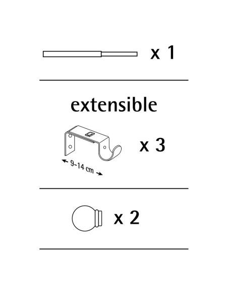 Kit barra cortina baculo extensible de 160 a 300cm plata stor planet 8413936050285 68292 STOR PLANET