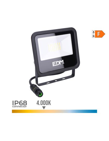 Foco proyector led 30w 2370lm 4000k luz dia black series edm 8425998704075 70407 EDM