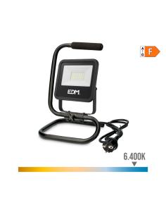 Foco proyector led con pie 30w 2370lm 6400k luz fria black series edm 8425998704105 70410 EDM