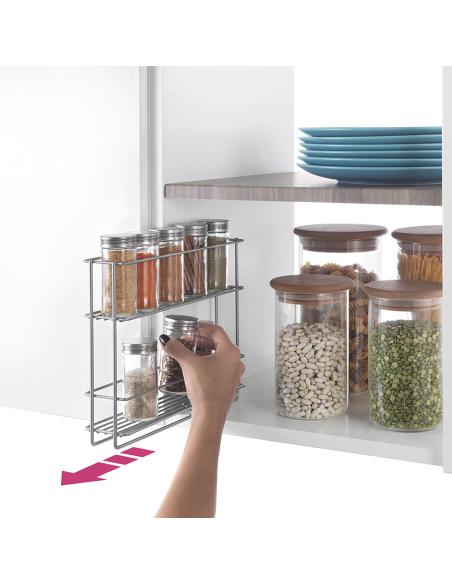 Especiero deslizante 2 estantes 'in&out' 28x6x22cm metaltex 8002523646507 77259 METALTEX