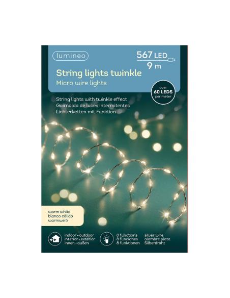 Guirnalda micro led extra dense luz calida parpadeante 14m 567l cable plata 8720194942185 71393 EDM