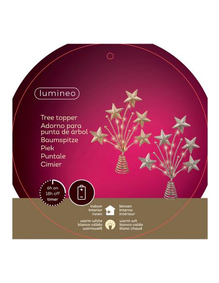 Adorno para copa árbol de navidad estrella 5x21x31cm 12 leds colores surtidos 8720194589816 72389 EDM