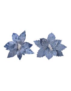 Flor de pascua azul de poliester efecto congelado ø34x6cm 8720093529227 72430 EDM