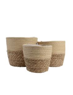 Conjunto de 3 cestos de yute ø20 20x20x17cm 8720194961186 83952 DECORIS