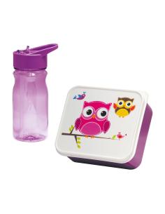 Caja infantil para merienda con cantimplora buho 0,85l /0,5l mondex 3120095215640 77428 MONDEX