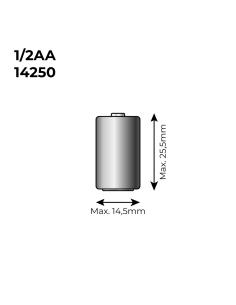 Pila de litio lpt2 150 1/2 3,6v (mod. 14250) 1200ma ø14,5x25,5mm pila litio lpt2 150 1/2 3,6 v 2,3cm x ø1,4 cm (14250h) 1200 mah