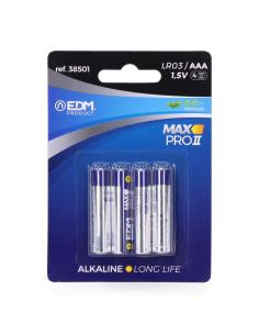 Pila edm alkalina long life aaa - lr03 1,5v (blister 4 unid.) ø10,5x44,5mm 8425998385014 38501 EDM