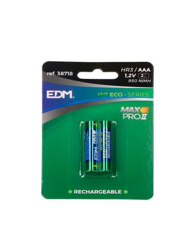 Pila edm recargable eco-series aaa - lr03 950ma (blister 2 unid.) ø10,5x44,5mm 8425998387186 38718 EDM