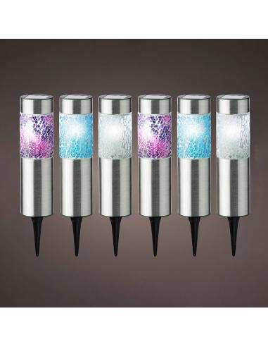 Set 6 balizas solares mod.gaudi 22x6cm lumineo colores surtidos 8720093961478 71243 LUMINEO