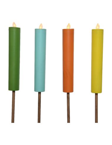 Vela solar colores surtidos efecto llama ø4x90cm lumineo 8720194567449 71298 LUMINEO