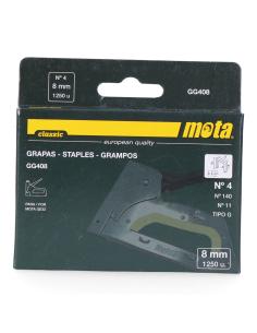 Grapas número 4 de 8mm 1000 unid. espesor 1,2mm gg408 mota 8435223419780 89083 MOTA HERRAMIENTAS