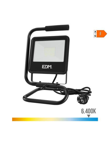 Foco proyector de led con pie 50w 4000lm 6400k luz fria black series edm 8425898704168 70416 EDM
