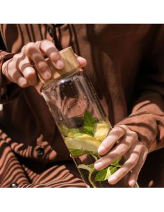 Botella de vidrio con tapa de bambú ø8x26,5cm 1l ms70099 andrea house 8435304872404 73270 ANDREA HOUSE 2