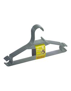 Lote de 5 perchas económicas color gris hidalgo. 8421531084628 73948 HIDALGO