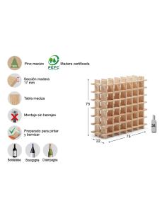 Botellero evolutivo rioja para 36 botellas pino macizo 75x22x75cm astigarraga 8422341700074 75264 ASTIGARRAGA