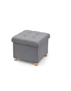 Puf almacenaje gris con patas de madera 38x38x34cm 8001410077288 83518 DOMO PACK LIVING